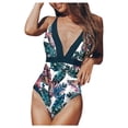 thumbnail image 1 of Gibobby Trajes de Baño Mujer Completos Conjunto de tankinis de traje de baño de una pieza alta con estampado de escote tropical abierto en la cintura tra(Blanco,XL), 1 of 5