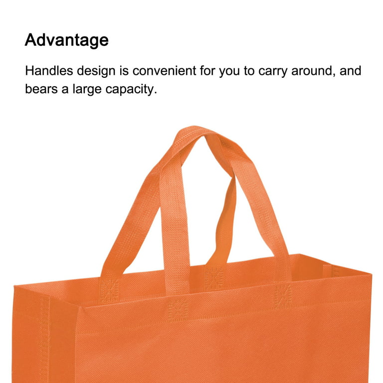 10 Gift Horizontal Reusable Style Non-Woven Orange Pack 25x35cm Bag,