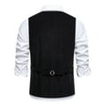 thumbnail image 4 of Men's Embroidery Suede Suit Vest - Vintage Button Up V Neck Sleeveless Wedding Prom Waistcoat, 4 of 7