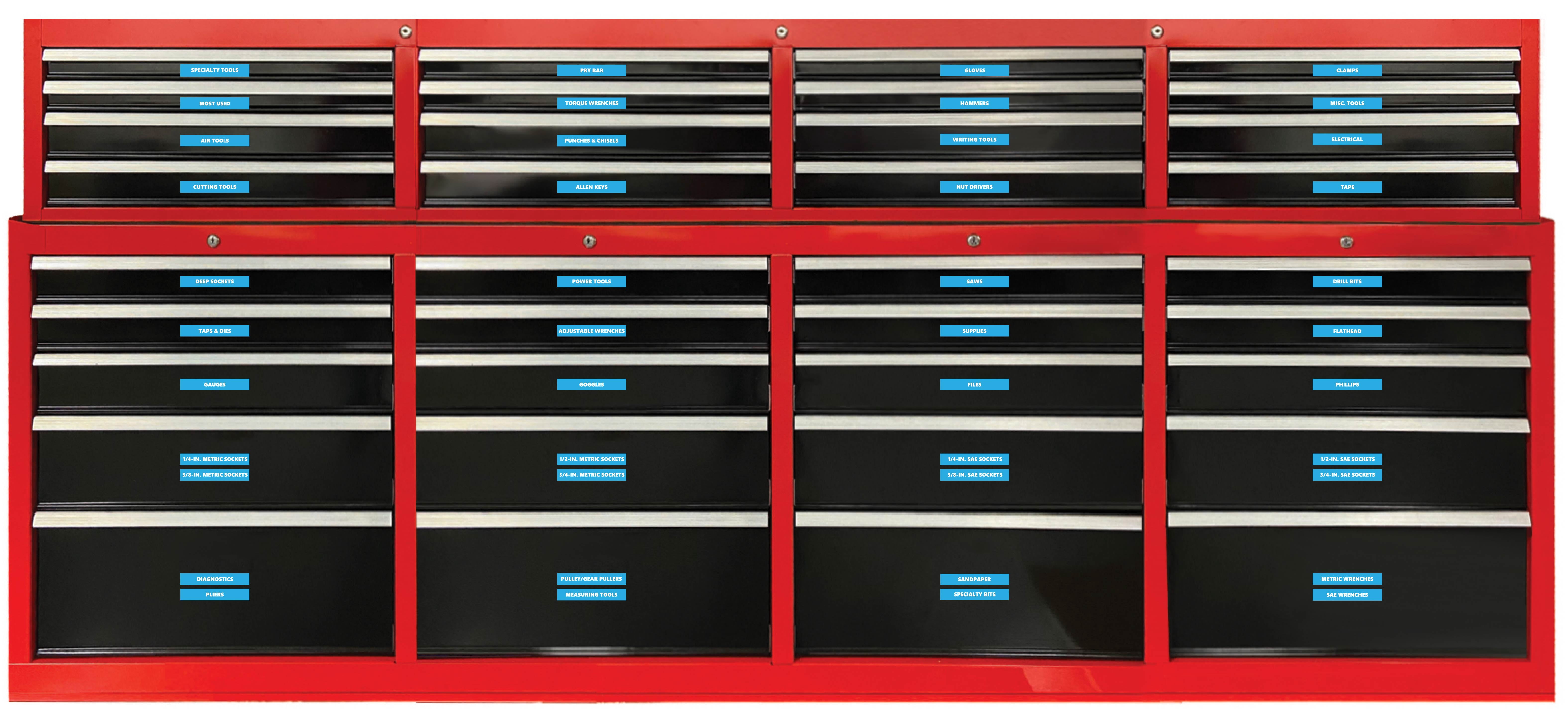 Toolbox Organizational Magnetic Labels Ultimate Set by DCM Solutions (Cyan, 0.75"H x 4.5"W)