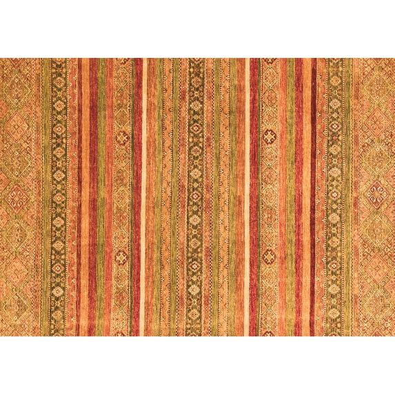Ahgly Company Indoor Rectangle Oriental Orange Modern Area Rugs, 8' x 10'