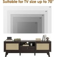 thumbnail image 5 of Rattan TV Stand for TVs, Wood TV Stand Mid Century Modern TV Stand TV Media Console with Drawer and 2 Cabinets, Boho Entertainment Center for Living Room, 5 of 18