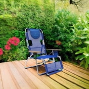 Ostrich The Altitude 3N1 High Back Outdoor Beach Lounge Chair with Footrest, Blue