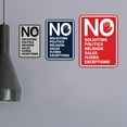 thumbnail image 3 of Portrait Round No Soliciting No Politics No Religion No Sales No Flyers No Exceptions Sign (White/Red) - Medium, 3 of 7