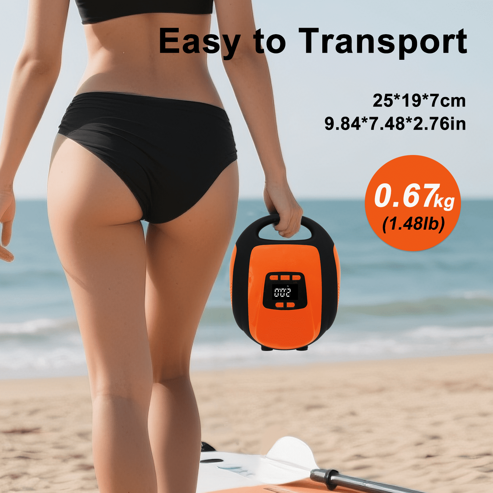 Paddle Board Pump, VACHAN SPORTS Electric Portable SUP Pump for Paddleboard - 20PSI Air Compressor with Auto-Off, Deflation Function and 12V DC Car Connector for Inflatables, Kayaks and Boats