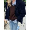 thumbnail image 6 of Suede Jacket Y2k Outerwear Brown Faux Leather Jacket Women Fall Fashion Trendy Old Money Oversized Blazer Dark Blue M, 6 of 7
