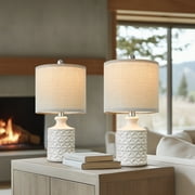 Oneach Ceramic Table Lamps Set of 2 for Living Room Bedroom 18.12 Farmhouse Bedside Nightstand Lamps