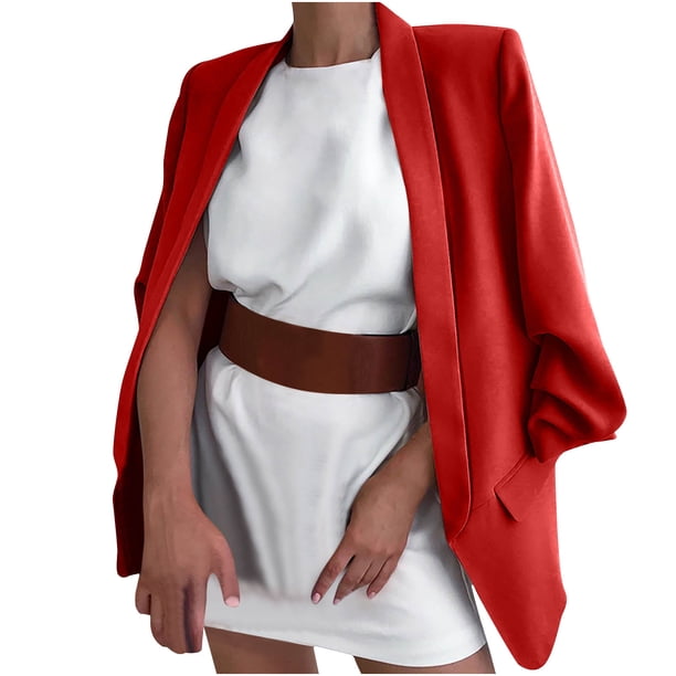 Moda mujer traje de negocios Color sólido costura Plaid manga larga cárdigan abrigo Top Fridja hkj3721