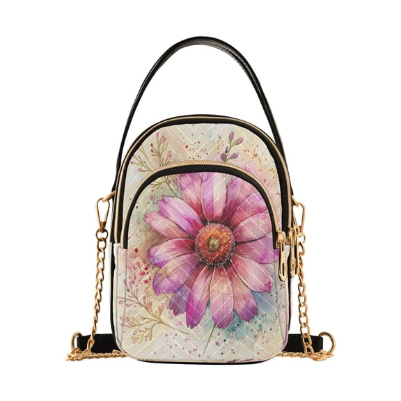 ALAZA Chain Crossbody Bags for Women Watercolor Wildflower Print Shoulder Handbag Phone Purse
