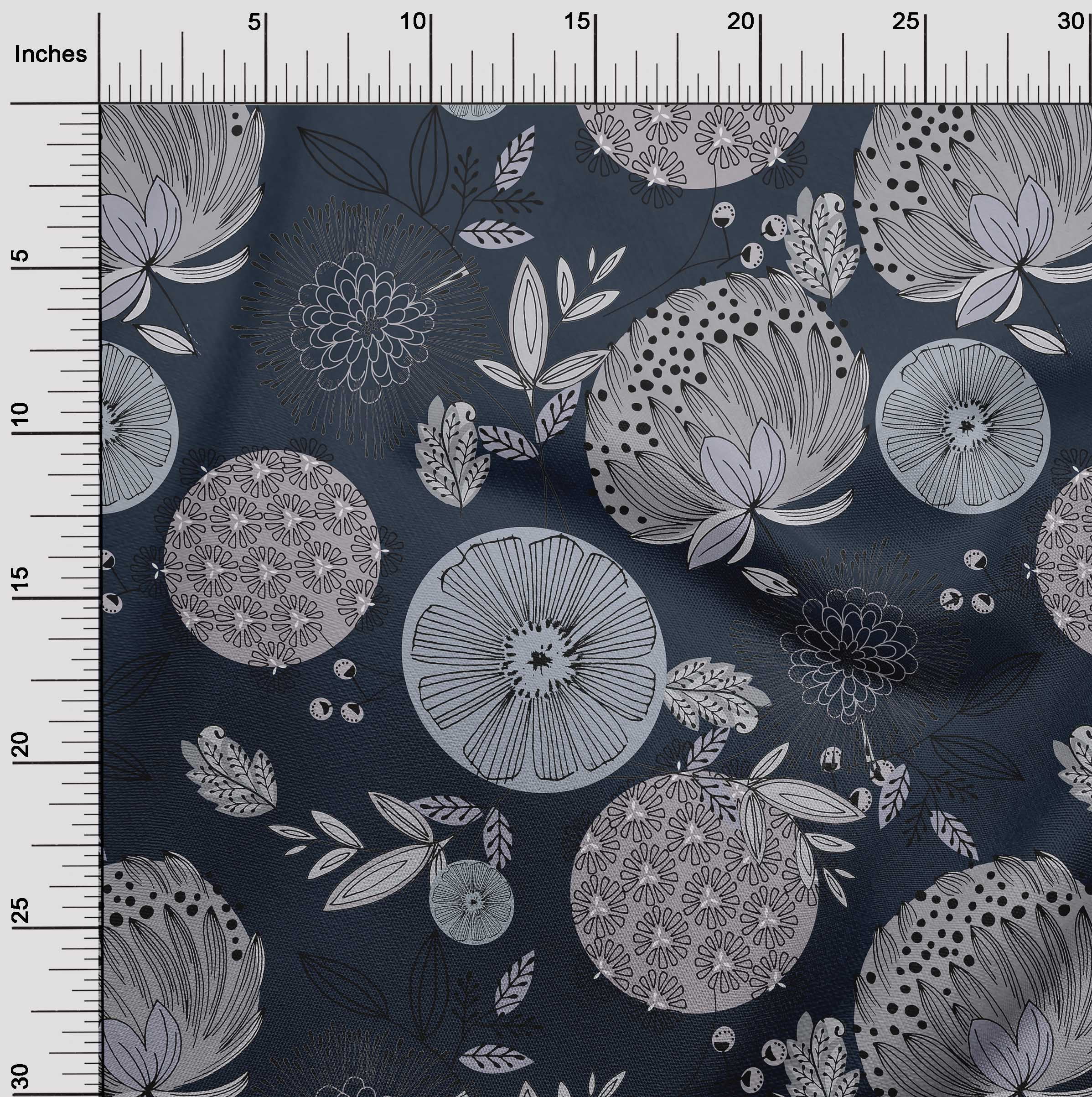 oneOone Cotton Silk Dark Teal Blue Fabric Asian Floral Sewing Fabric By The  Yard Printed Diy Clothing Sewing Supplies 42 Inch Wide - Walmart.com