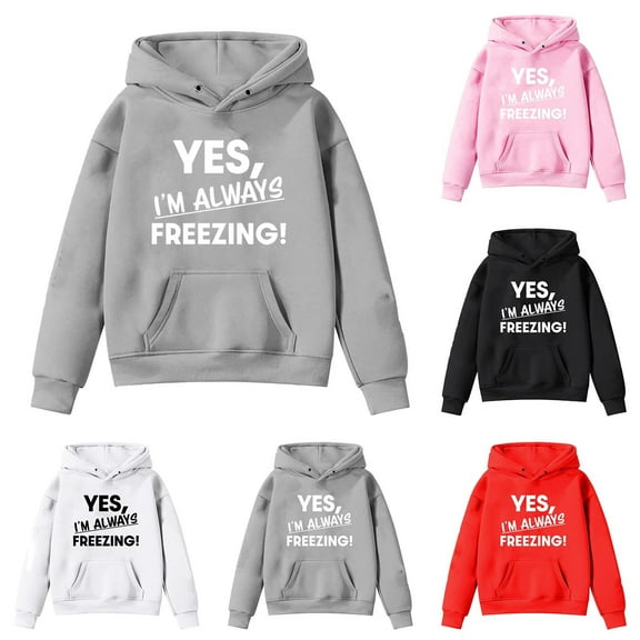 Riecok Kids Hoodies Girls Long Sleeve With Pockets Crewneck Soft Oversized Comfy Hoodies for Boys Athletic Tops Blouse Tee Spring Clothes Black 150