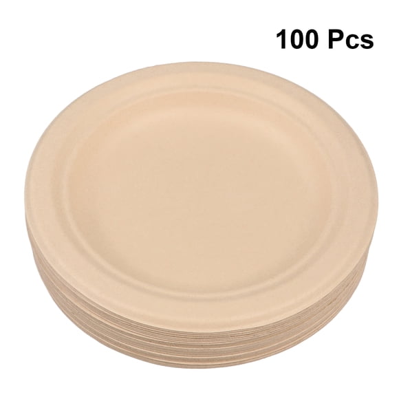 COOPHYA 100PCS Durable Beige Round Plate for Family Gathering and Dinner Party 6 Inches