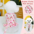thumbnail image 4 of Small Dog Dress Harness and Leash Set Cute Princess Birthday Dog Dresses Soft Fruit Print Puppy Dresses Girl Dog Clothes for Small Dogs Cats - S, 4 of 7