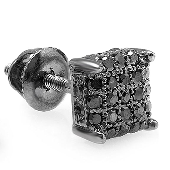Dazzlingrock Collection 0.17 Ctw Round Black Diamond 4.5mm Hip Hop Stud (1Pc Only) in Black Plated Sterling Silver, Screw Back,Unisex Design Ladies,Mens Real Diamond Earrings