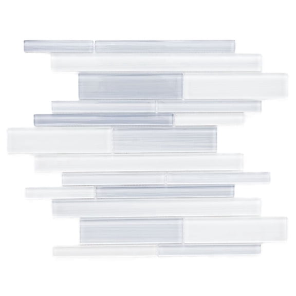 The Tile Life Rebel Brick 12" x 12" White Brushed Glass Mosaic Wall Tile, 1 Sheet