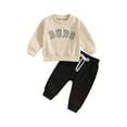 thumbnail image 2 of Fall Winter Baby Boy Clothes Infant Outfit 6M 12M 18M 24M 3Y Letter Print Sweatshirt Pants 2Pcs Sweatsuit Boys Clothiing Set, 2 of 10