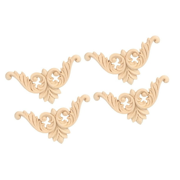 Goma sin Pintar Madera Tallada Esquina Onlay Apliques Muebles Forma de Flor Marco Calcomanía Decoración para Armario de Pared Puerta y Cama Juego de 4 Piezas Decorativas ANGGREK Otros