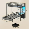 thumbnail image 2 of Afuhokles Twin Over Full Bunk Bed with Desk, Bunk Beds with Charging Station and Led Lights, Storage Drawers and Shelves, Gray, 2 of 9