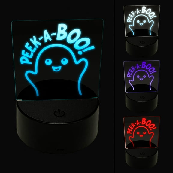 Halloween Peek A Boo Peeking Ghost LED Night Light Sign 3D Illusion Desk Nightstand Lamp