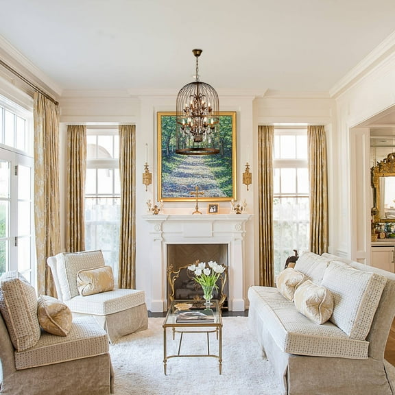 FINE MAKER 14 Inch Industrial Vintage Metal Bird Cage Chandelier, 4 Light Bar Crystal Candle Chandelier