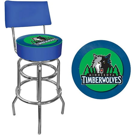 Trademark NBA Minnesota Timberwolves 40" Padded Swivel Bar Stool with Back, Chrome