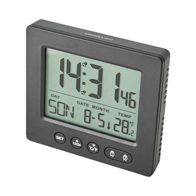 Digital Alarm Clock with Background Lighting Lcd Display Temperature Monitor Snooze Alarm with Smart Clock Calendar