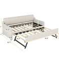 thumbnail image 6 of Upholstered Twin Daybed with Trundle, USB Charger, Solid Wood Frame, Convertible Guest Bed for Small Spaces, Apartment, Dorm, 6 of 10