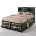 thumbnail image 3 of Bowery Hill Transitional Design Queen Size Bed with Storage, Headboard Bookcase in Gray Oak, 3 of 6
