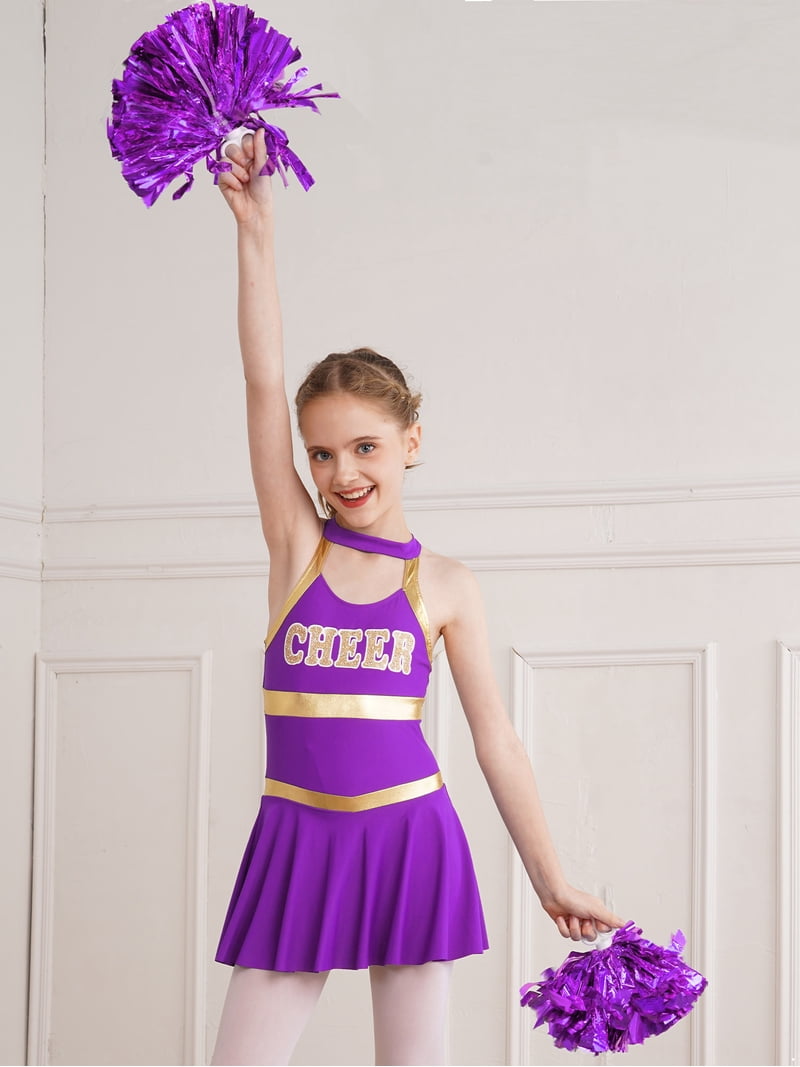 inhzoy Kids Girls Teens Cheerleading Uniforms Cheer Dance Dress