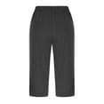 thumbnail image 6 of Cyglowse Plus Size Capris Sweats Womens Petite Wide Leg Pedal Pushers Pull on Athletic Yoga Crop Pants Lady Stretch Skimmer w/Pocket Dark Gray M, 6 of 8