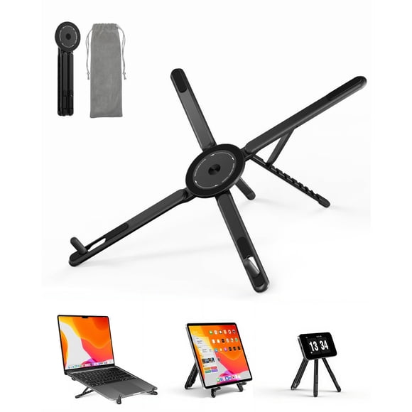 Viozon Support d'Ordinateur Portable pour Bureau, Support d'Ordinateur Pliable et Réglable avec Support Magnétique pour Téléphone, Support d'Ordinateur en Aluminium pour 10â??16â? Ordinateurs Portables