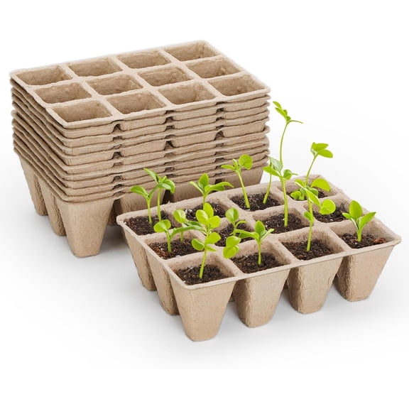 10 Packs Seedling Starter Trays 120 Cells, Biodegradable Seed Germination Trays Plant Starter Peat Pots for Seedlings