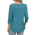 thumbnail image 4 of Womens Tops 3/4 Sleeve with Buttons Dressy Casual Blouses Summer Beach Vacation Outfits Blue & Green S, 4 of 6