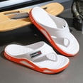 thumbnail image 3 of Rokment Mens Orthopedic Flip Flops Comfortable Non Slip Air Cushion Arch Support Walking Slip on Thong Beach Slippers Barefoot Water Sandals for Indoor Outdoor Orange Size 8, 3 of 5