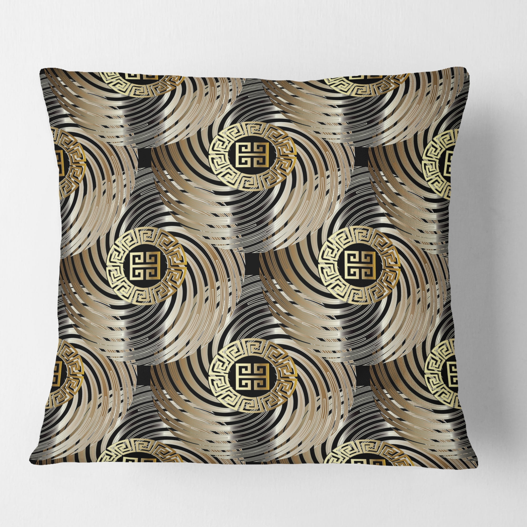 Designart Circular Geometric Retro Abstract I' Mid-Century Modern Throw Pillow - 18x18