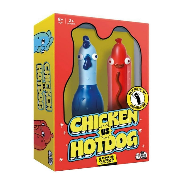 Chicken vs Hotdog Flip Challenge Game - Hilarious Party Game for Families, Kids & Adults, Fast-Paced Board Game for 2-10 Players