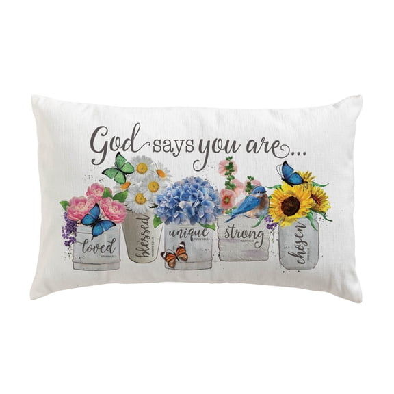 Personalized Planet God Says You Are Lumbar Throw Pillow with White Rectangular Removable Cover | Spiritual Decoration for Chair Sofa Couch Living Room or Bedroom of Faith | 20x12