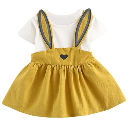 

QWERTYU Newborn Infant Baby Love Summer Dress Short Sleeve Sundress Dresses for Girl 3M-24M 80