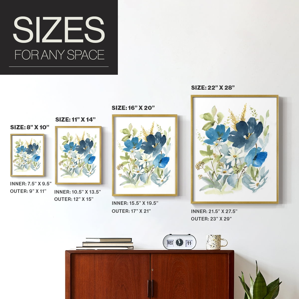 Wild Medley II Framed Print in Gold Solid Wood 16 x 20 Framed Print