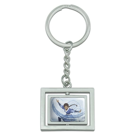 Avatar the Last Airbender Katara Spinning Rectangle Chrome Plated Metal Keychain Key Chain Ring