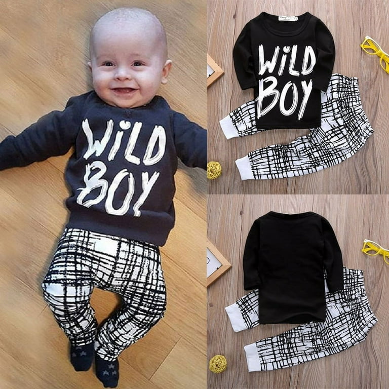 Newborn Infant Baby Boys Clothes Wild Boy T shirt Top Pant Legging Outfits Set