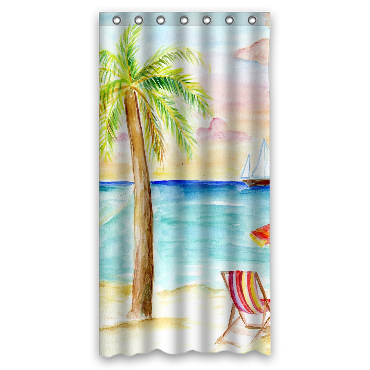 YKCG Tropical Beach Summer Palm Tree Coconut Waterproof Fabric Bathroom