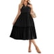 thumbnail image 1 of Lucakuins Mujer Verano A-line Midi Vestido Casual Color sólido Con cuello en V Volantes Sin mangas Suelto Vestido de playa de vacaciones Lucakuins  moda, 1 of 9