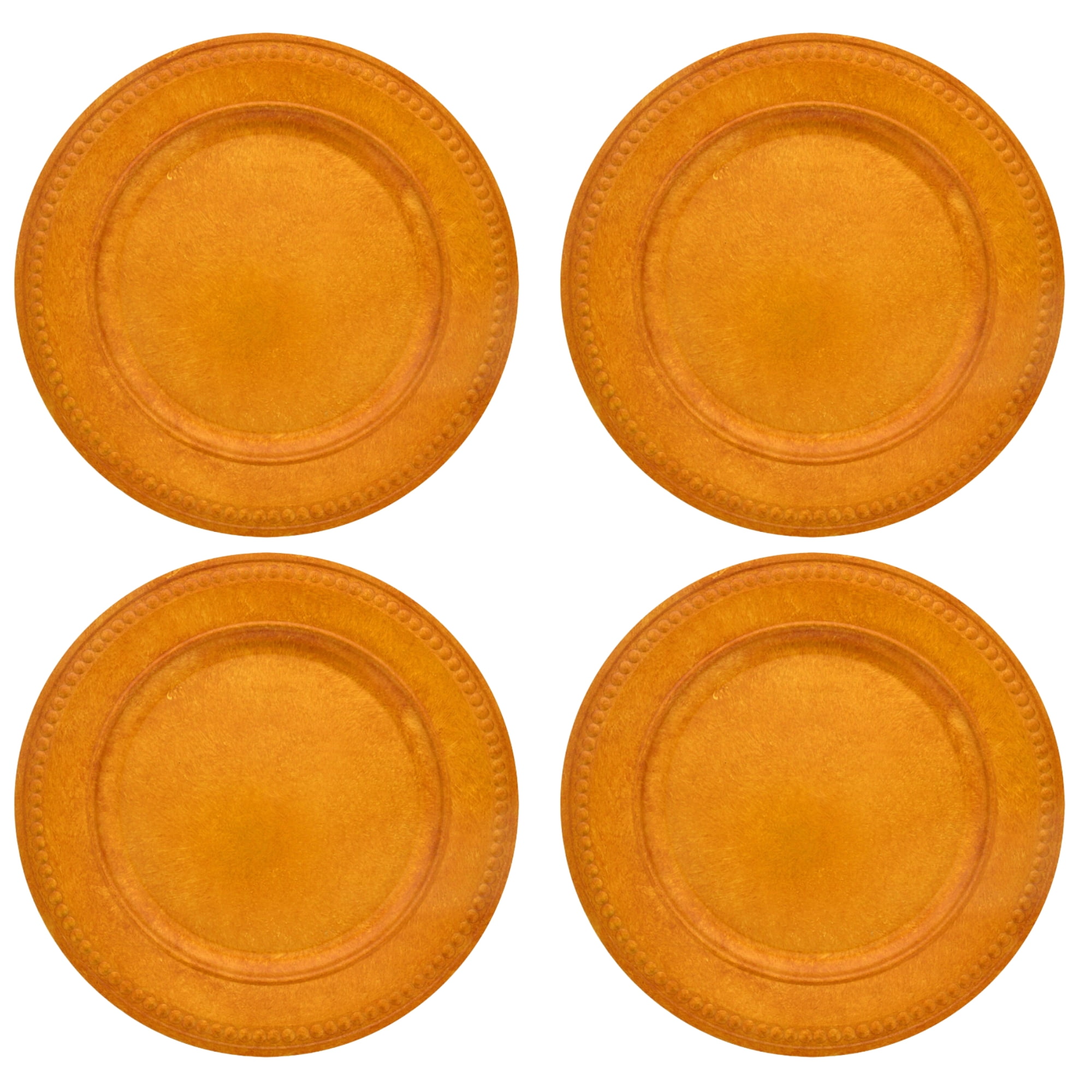 Antique Gold Plastic Charger Plates with Beaded Rims 13in Round Plastic