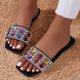 thumbnail image 2 of Bmisegm Women Sandals Fashionable New Pattern Simple Bright Diamond Decoration Open Toe Breathable Flat Bottom Comfortable Non Slip Casual Shoes Womens Sandals Summer Black 8.5, 2 of 9
