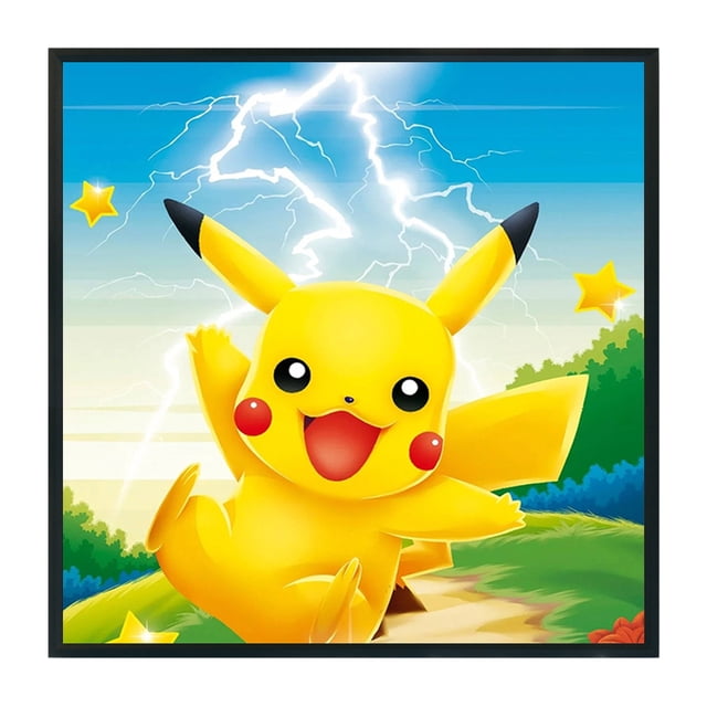 Cuadros Decorativos Pokemon Pikachu punto de cruz completo 11CT hilo de algodón bordado 40x40cm (2) Tmvgtek embutido en tela