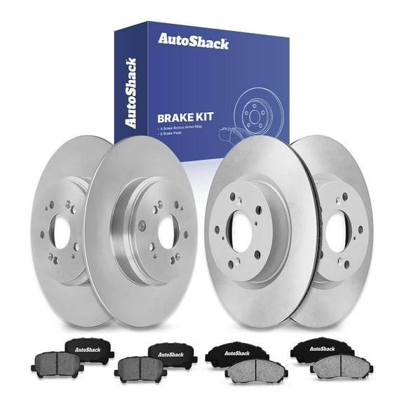 AutoShack Front & Rear Brake Rotors Ceramic Brake Pads | Replacement For 2009-2015 Honda Pilot 2007-2013 Acura MDX 2010-2013 ZDX 3.5L 3.7L V6 AWD FWD | Coated | 12-PC Brake Kit | ArmorStop
