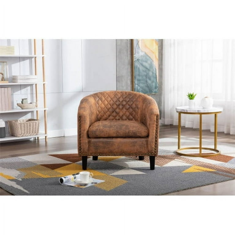 Bonita Transitional Vegan Leather Armchair With Removable Seat Cushion And  Nailhead Trims