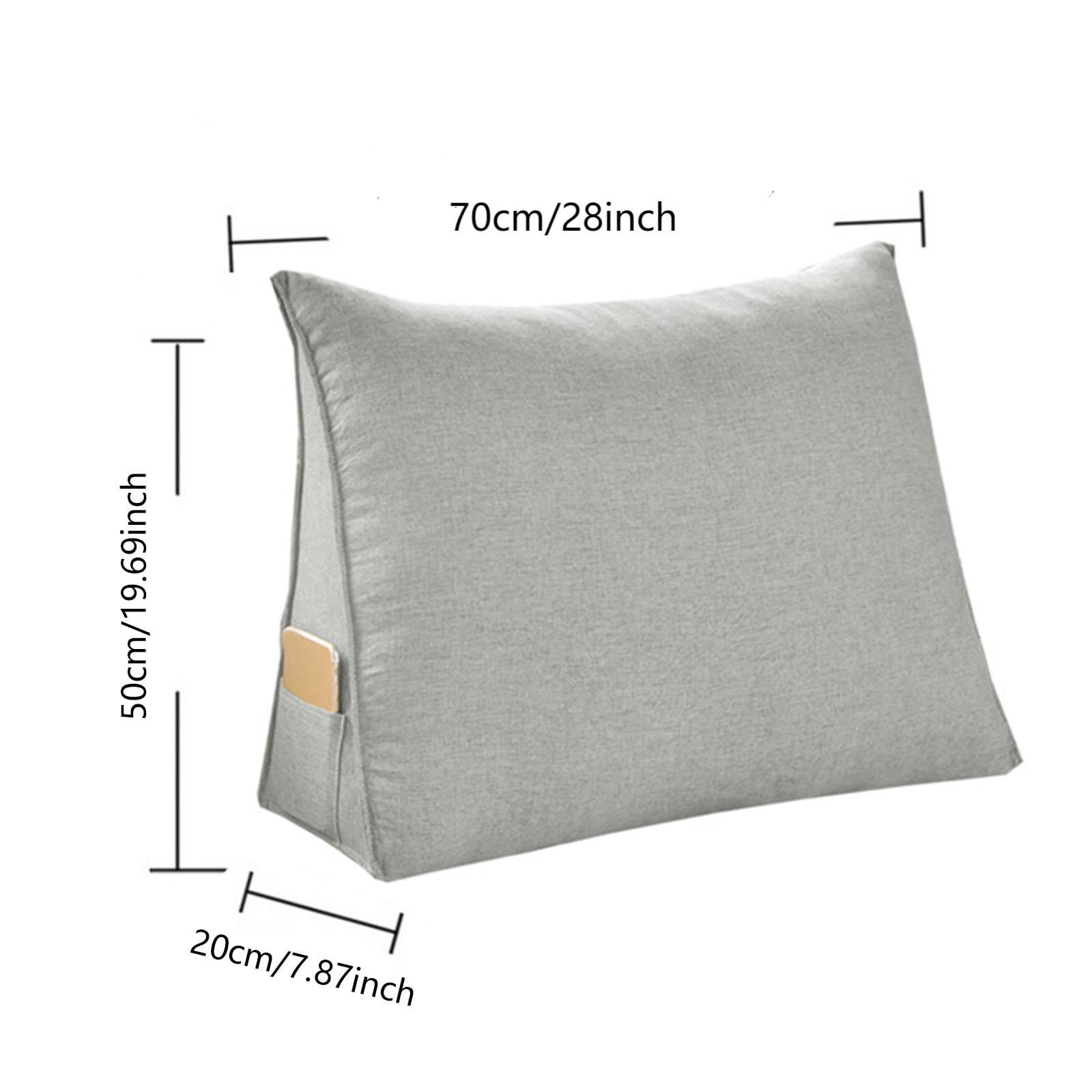 Triangular Back Support Pillow - Large Wedge Bolster Cushion for Reading in Bed & Sofa - Lumbar Neck Support with Removable Cover - Office Chair & Daybed Pillow