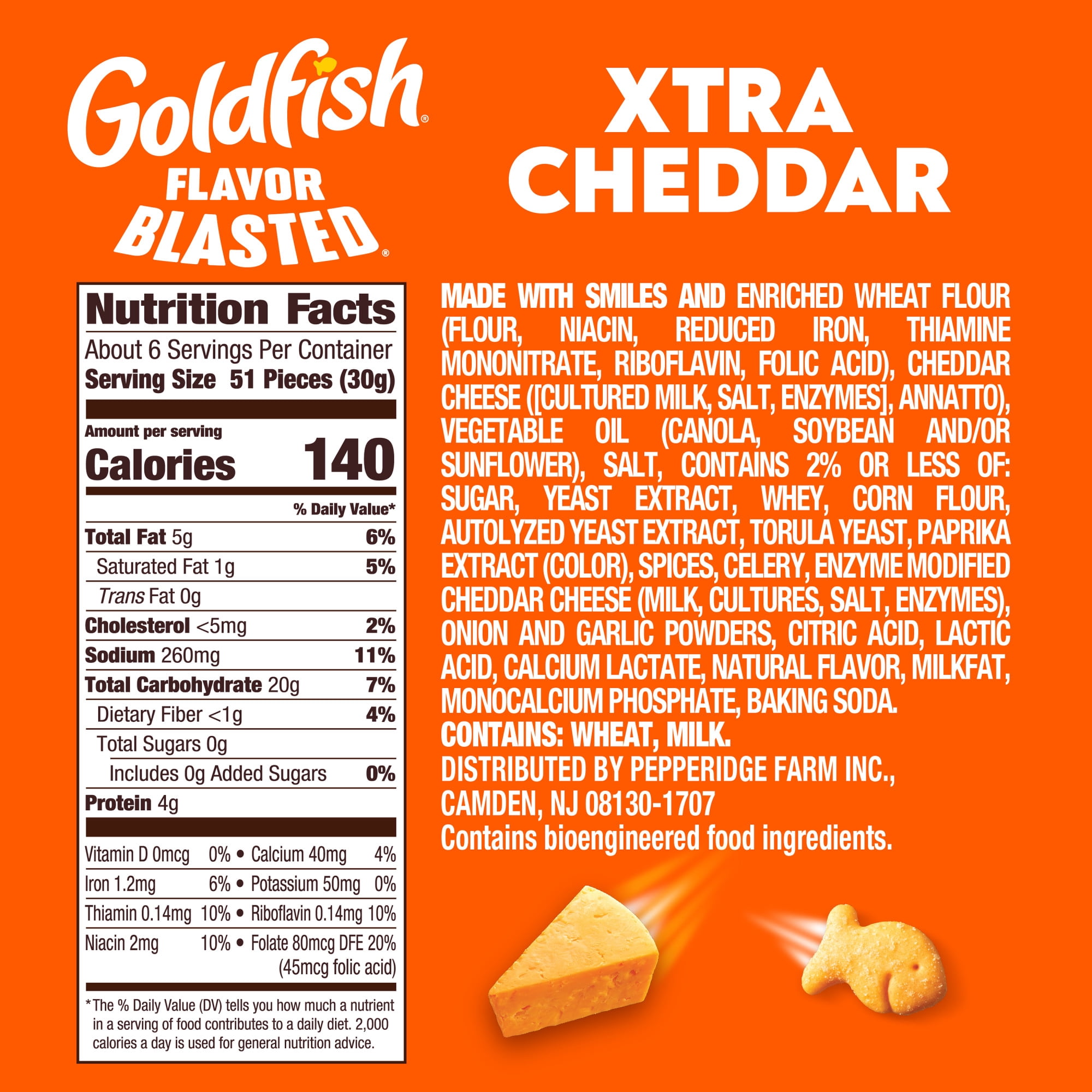 Goldfish Flavor Blasted Xtra Cheddar Cheese Crackers, 6.6 oz Bag